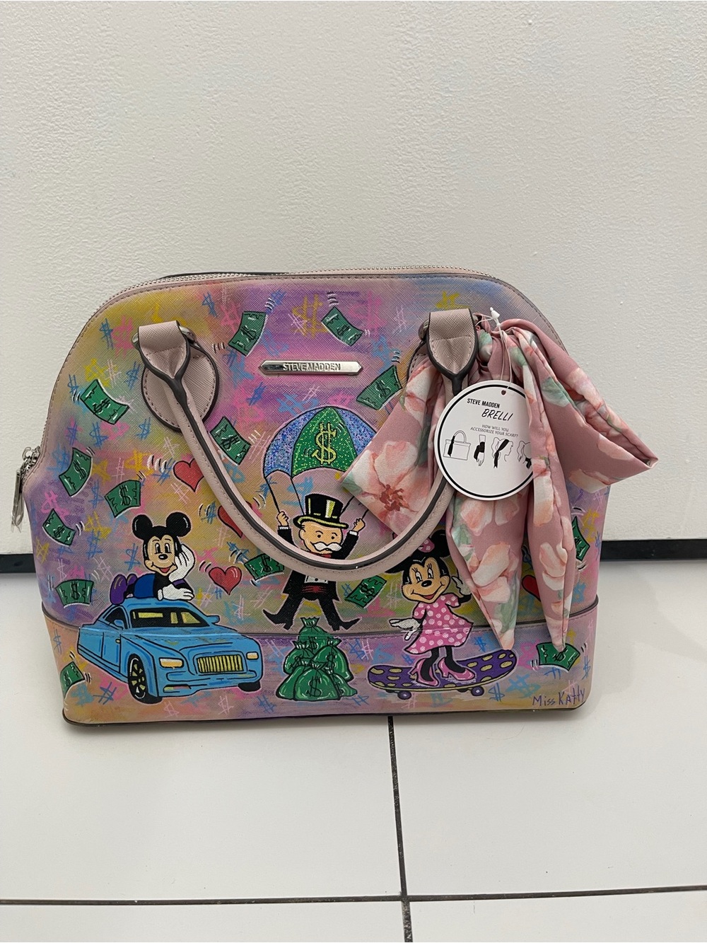 Steve Madden Hand-Painted Custom Art Bag | One of a Kind | New Pink